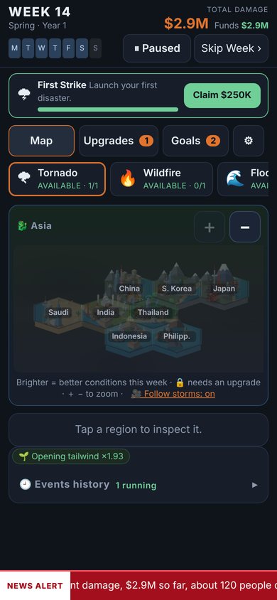 The Asia board with its countries.
